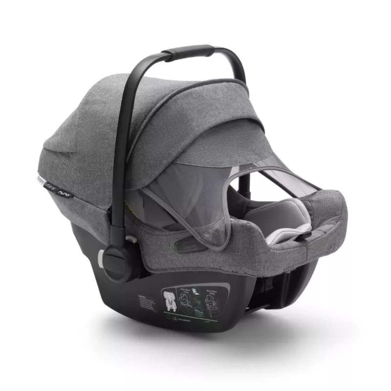 Bugaboo Silla Coche 0+ Turtle Air by Nuna 2022 Gris melange protector solar