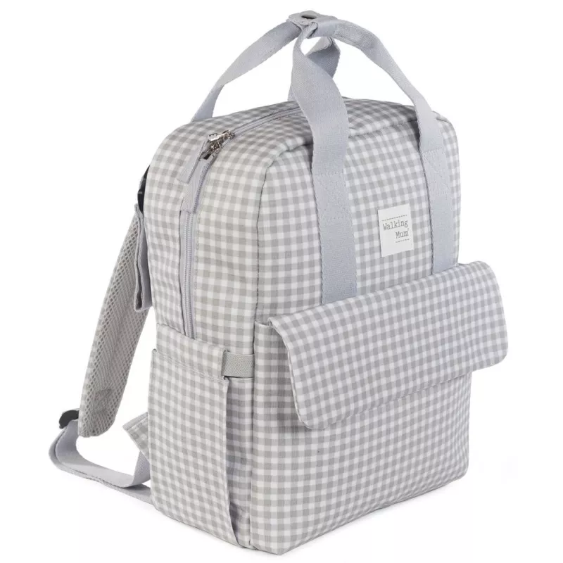 Walking Mum Mochila Maternal I Love Vichy gris lado