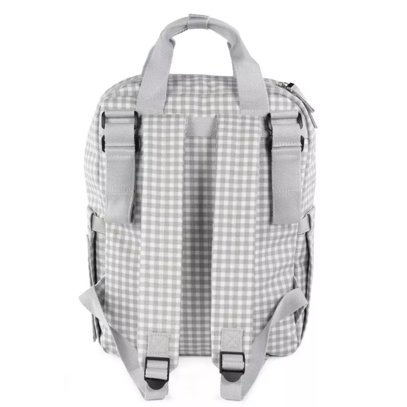 Walking Mum Mochila Maternal I Love Vichy gris trasera