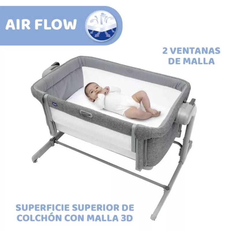 Chicco Minicuna Next2me Magic Evo dark grey air flow