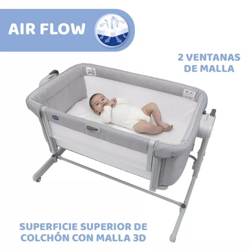 Chicco Minicuna Next2me Magic Evo grey mist air flow