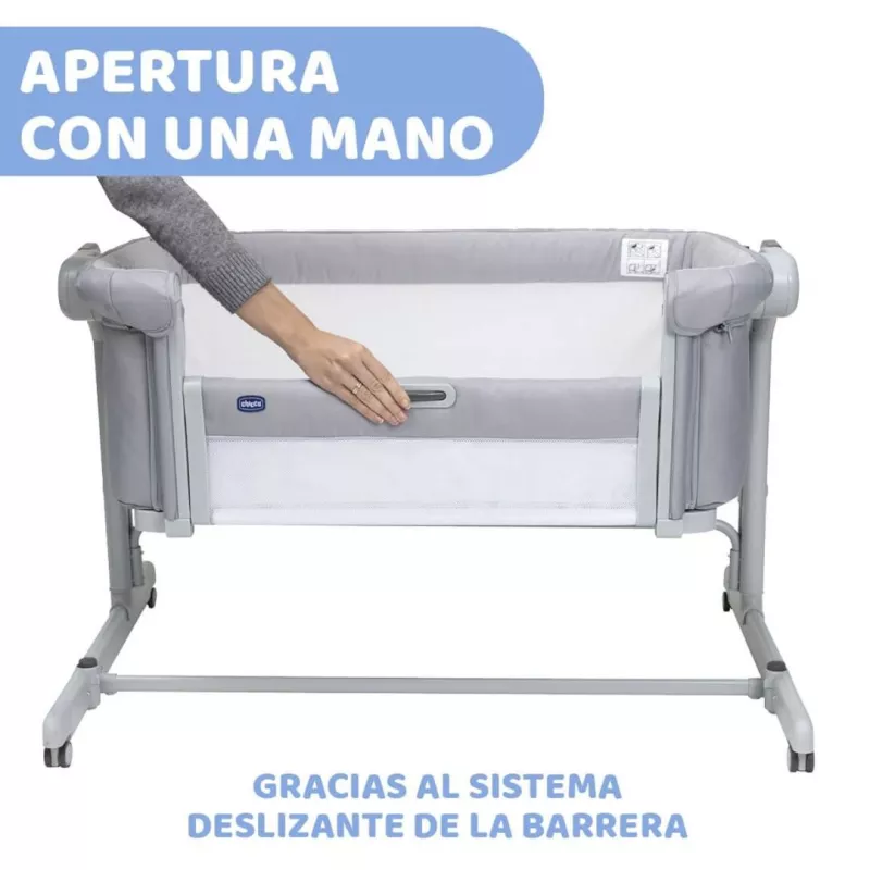 Chicco Minicuna Next2me Magic Evo grey mist apertura