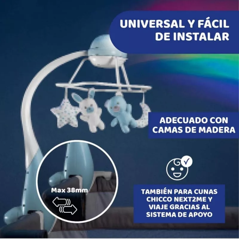 Chicco Móvil Cuna Con Proyector Arcoiris azul universal