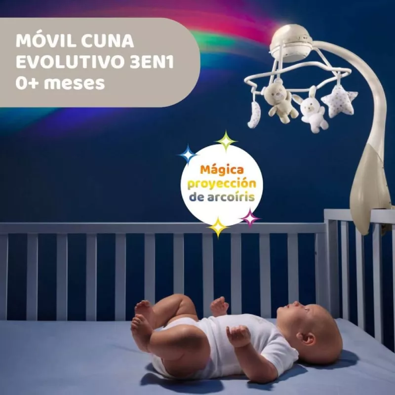 Chicco Móvil Cuna Con Proyector Arcoiris beige evolutivo