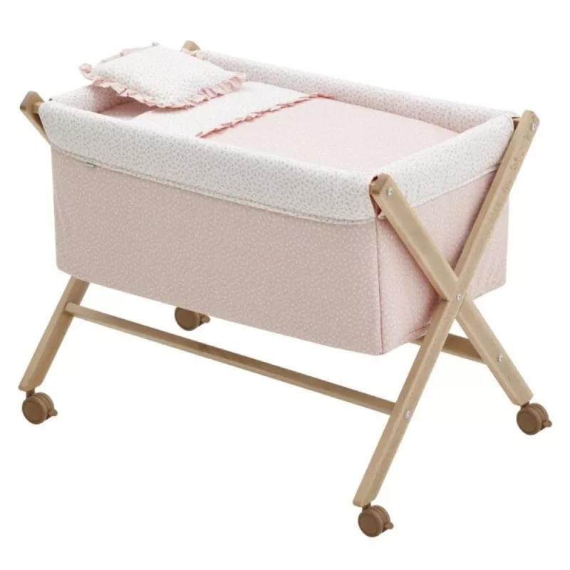 Cambrass Minicuna Tijera Madera Liberty rosa natural