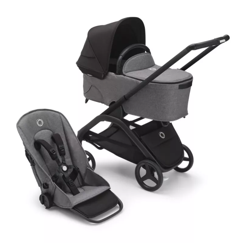 Bugaboo Carrito de Bebé Dragonfly Chasis Gris capazo negro