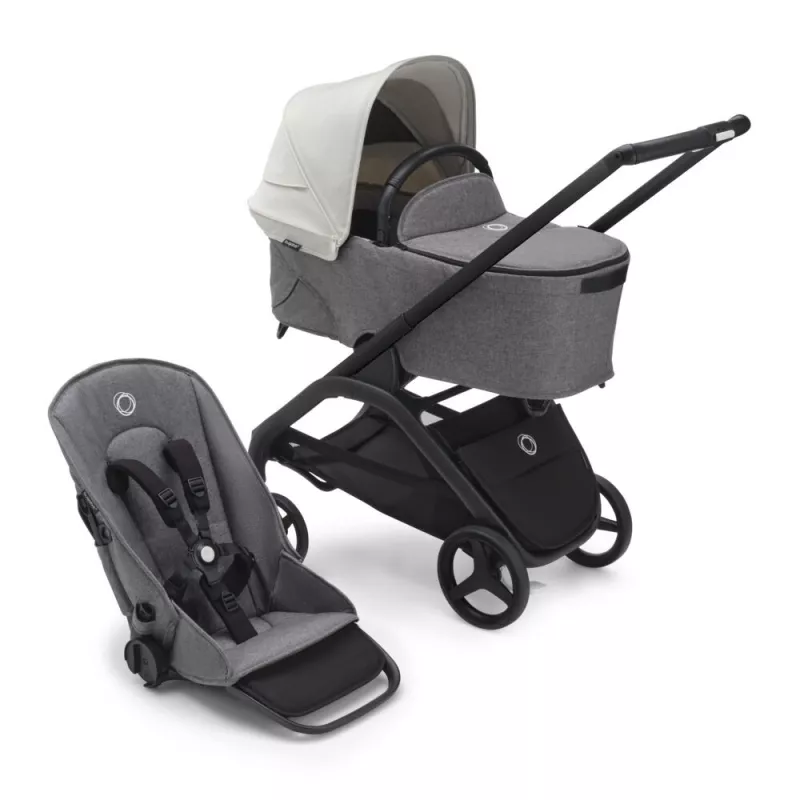 Bugaboo Carrito de Bebé Dragonfly Chasis Gris capazo blanco