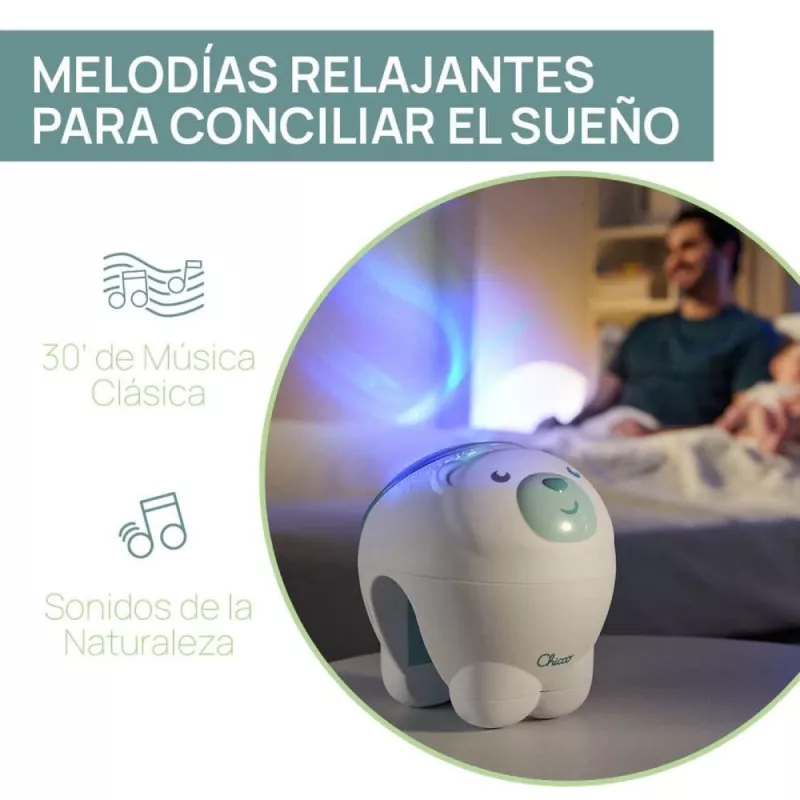 Chicco Proyector Osito Polar azul melodias