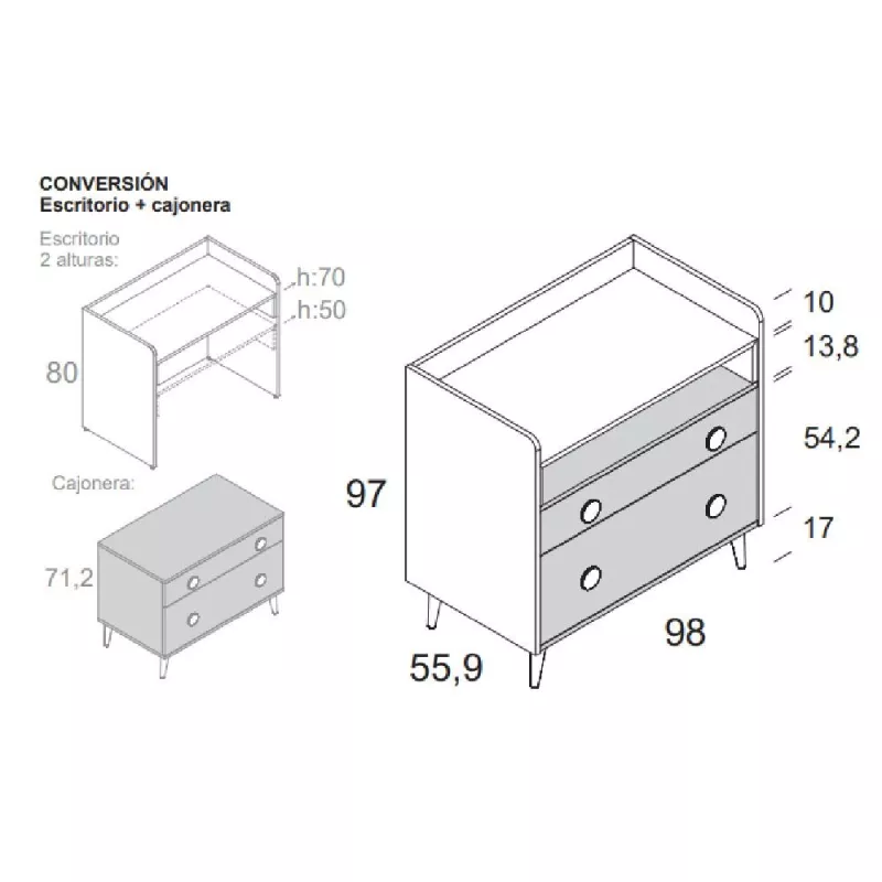 Ros Cómoda Convertible medidas