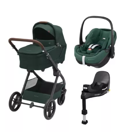 Maxi-Cosi Pack Carrito Bebé Oxford+ Twillic Green + Pebble 360 Pro²  y Base