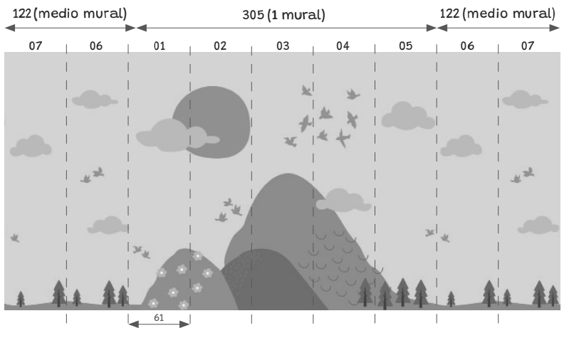 medidas mural mountains